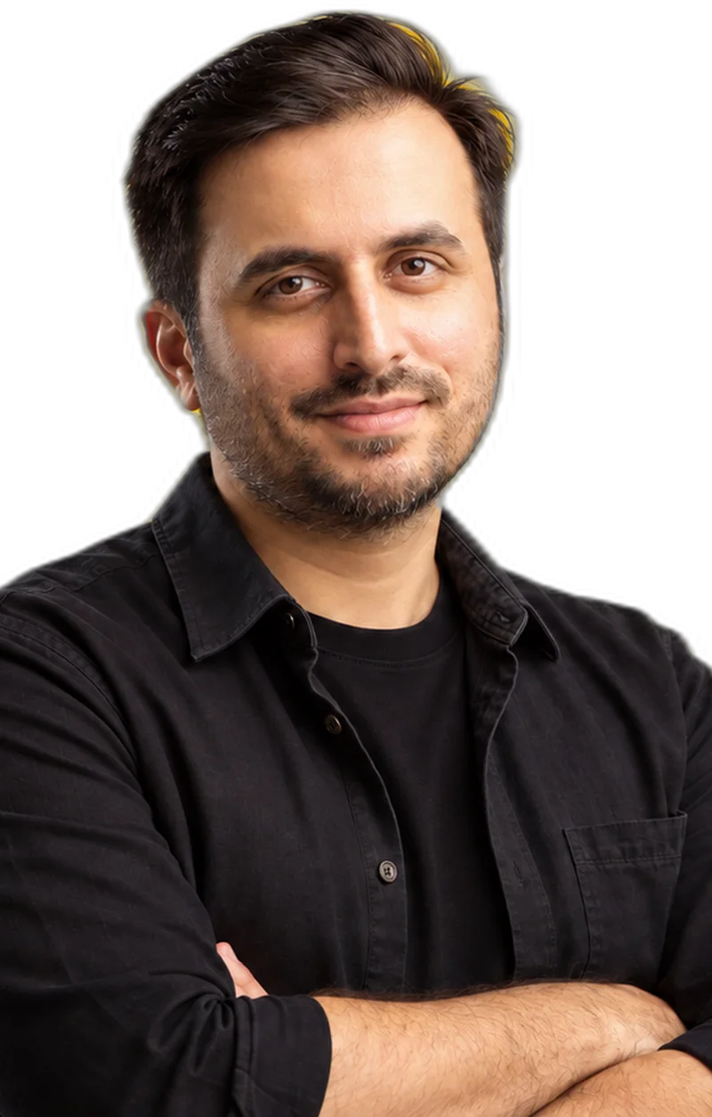 Moiz Khan, arms crossed